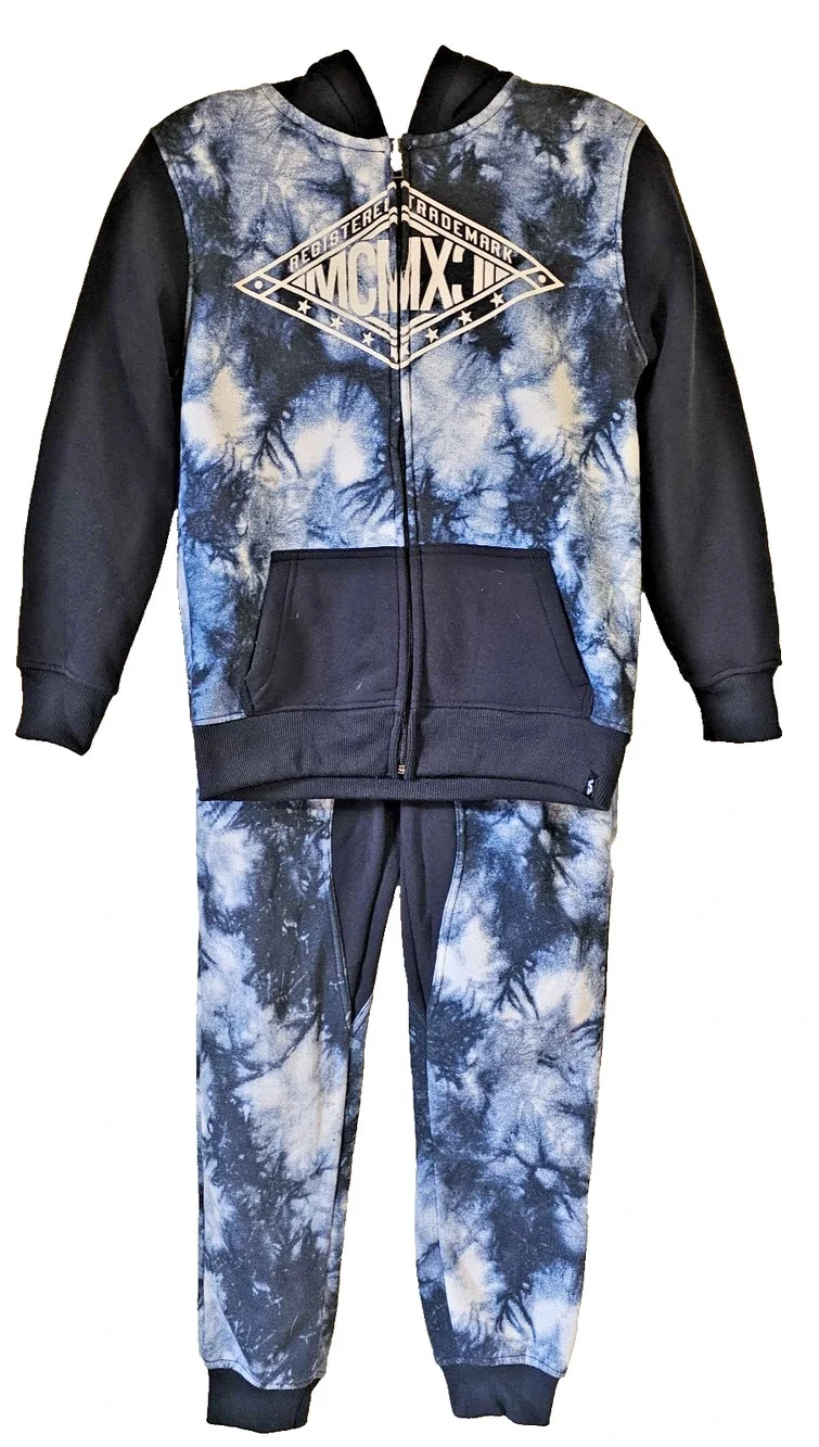 Southpole Boys 2 Pc Tracksuit Set Hoodie Jogger Tie Dye Navy Size 8 NWT Youth
